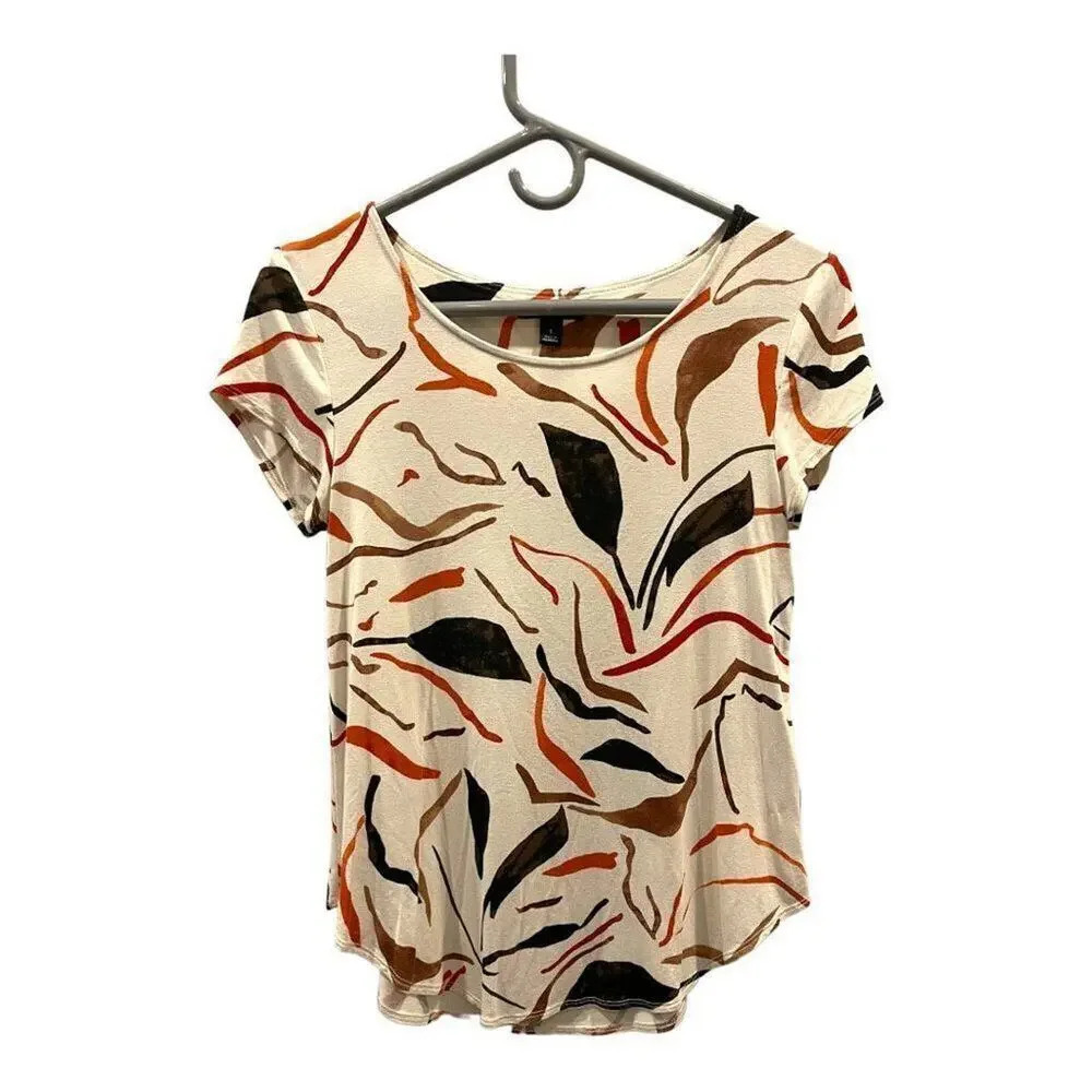 Alfani Women’s Small Floral-inspired Print Short Sleeved‎ Stretchy Blouse